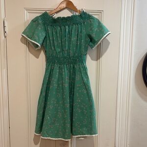Smak Parlour Green Daisies and Bees Off-Shoulder Dress